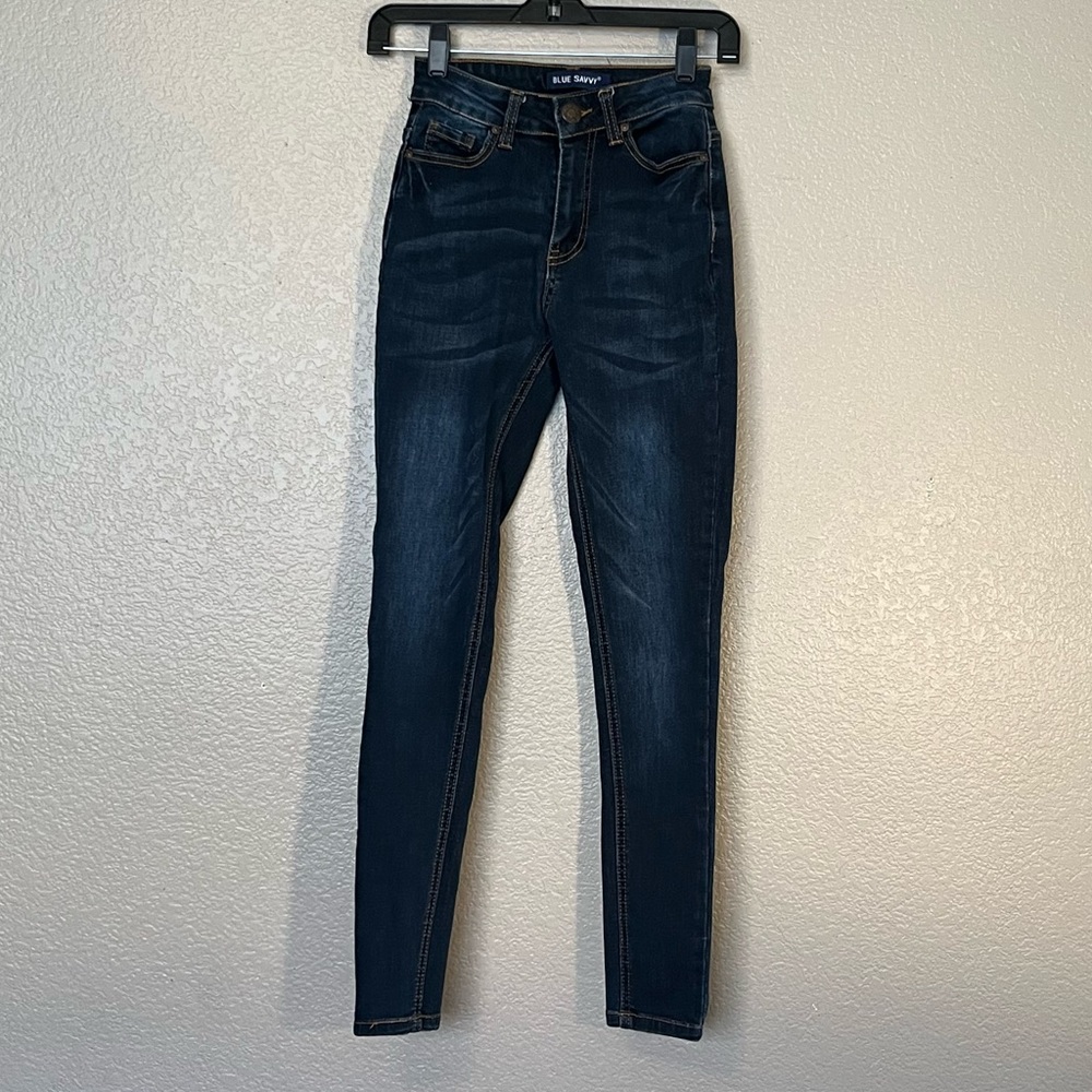 BLUE SAVVY WOMENS DARK WASH JEANS - Picture 1 of 10